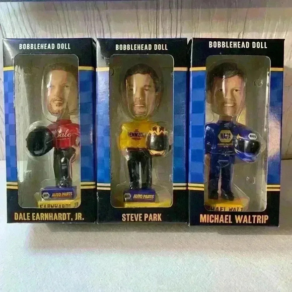 Nascar Bobble heads (set of 3) in pkgs, Dale Earnhardt, Steve Park, Michael Walt - Picture 1 of 12